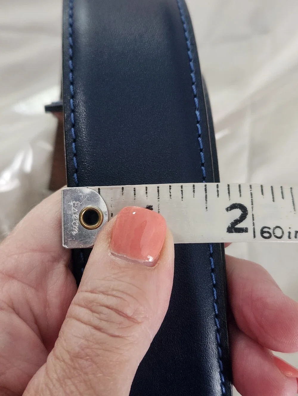 Rowland Thomas Nexbelt Navy Blue Italian Leather Silver Buckle